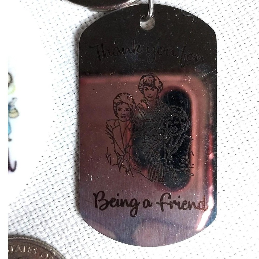 Golden Girls Ornament engraved Keychain Set Thank you for being a Friend - Picture 2 of 3